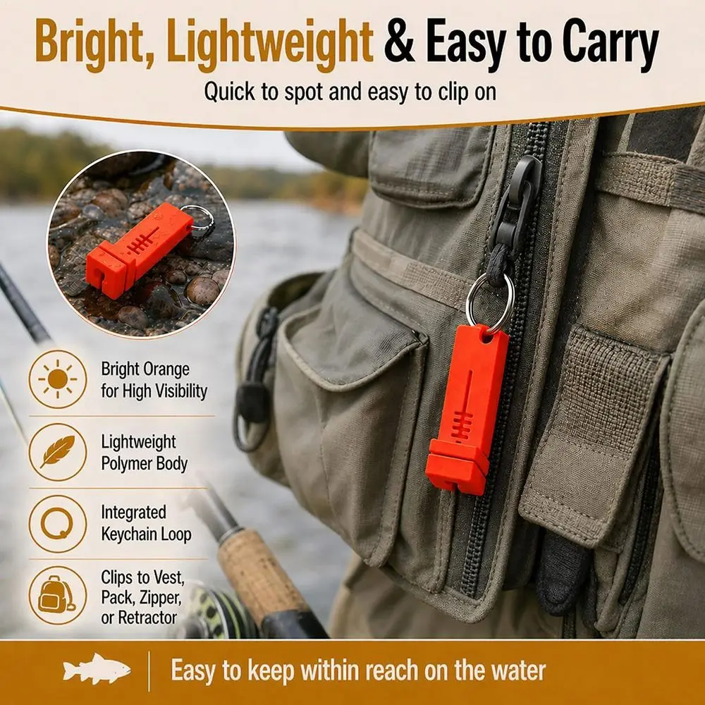 New ABS Magnetic Fly Threader Orange Portable Fly Fishing Threader with Keyring Four-Slot Guide River Fishing