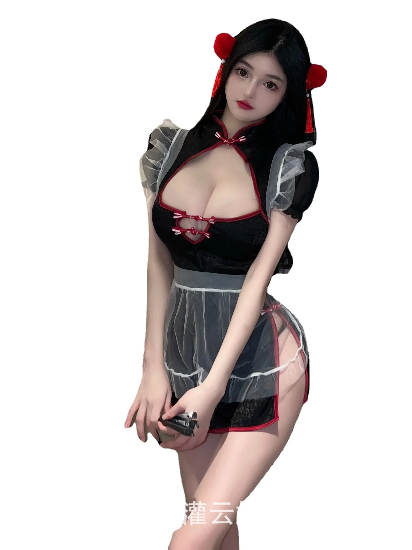 T かわいいガールシャツミニドレススクエアカラーセクシーな中空プレートバックルチャイナ制服ホットドレスエレガントなファッション韓国女性 8UT