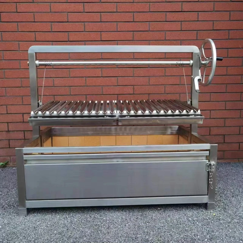 

40" Wood Charcoal Grill Adjustable Height Stainless Steel Parrilla Gaucho Asado Santa Maria Grill Argentina Argentine Grill