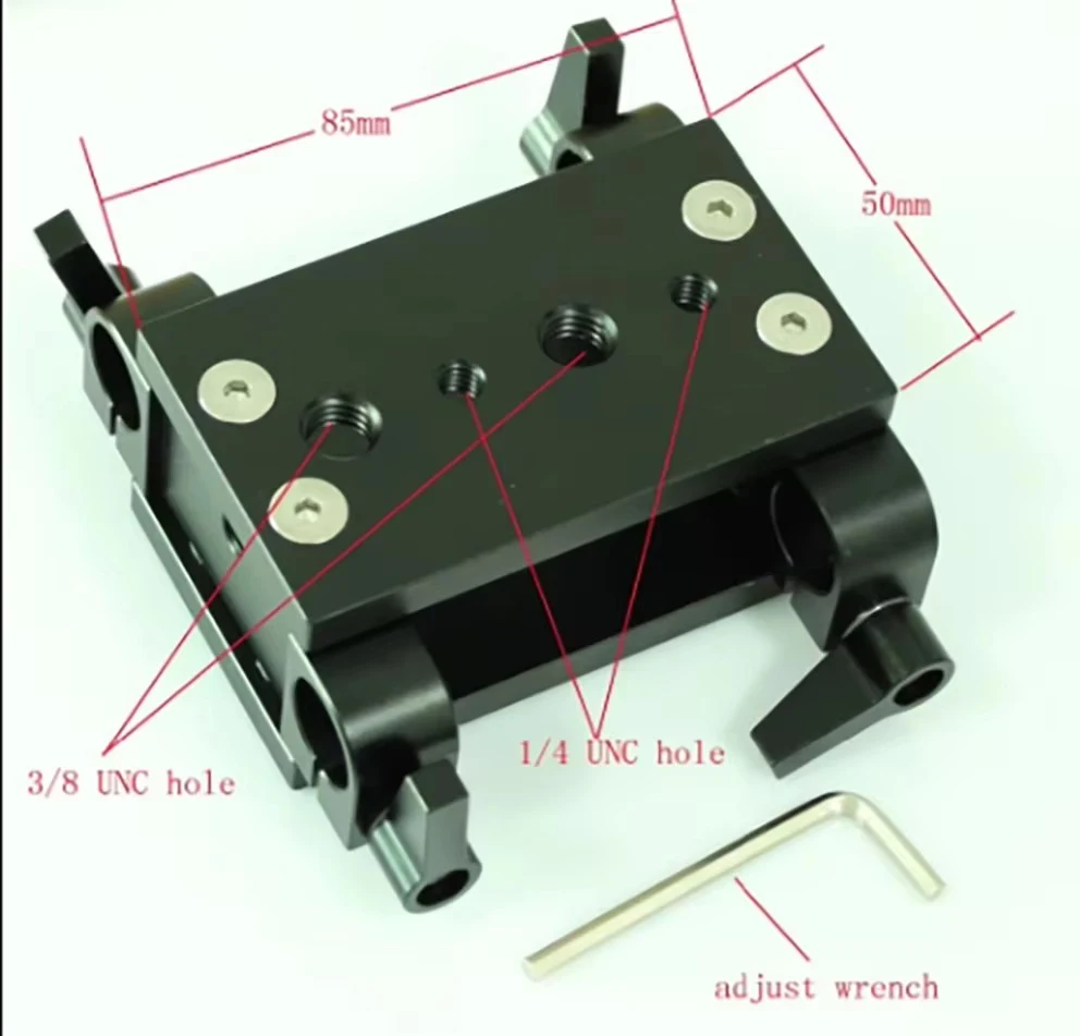 

New railblocks w/ Tripod Mounting Plate for camera rail follow focus system tripod, 1/4 and 3/8 screw hole adapter, 15mm clamps