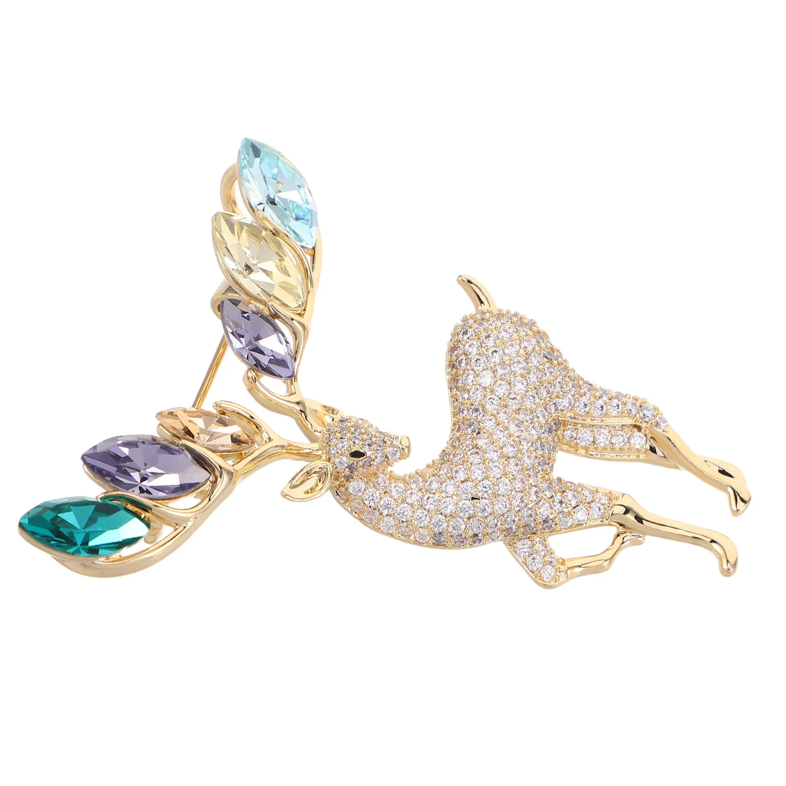 

Vintage Rhinestone Elk Brooch Women's Christmas Reindeer Lapel Pin Sweater Coat Pin Holiday Party Gift Animal Brooch