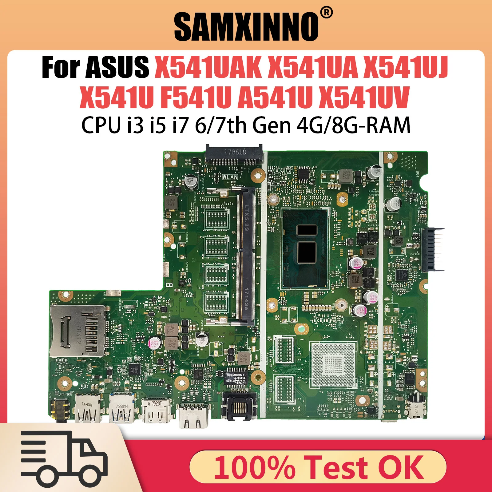 

X541UAK Mainboard For ASUS X541UJ X541UA X541U F541U A541U X541UV Laptop Motherboard CPU I3 I5 I7 6th/7th Gen 0G/4G/8G-RAM