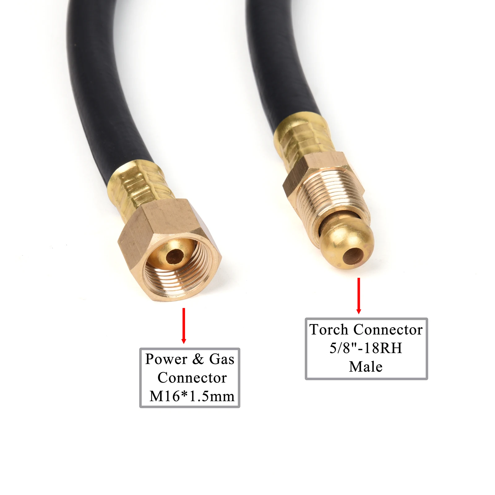 3.8m WP26 Series TIG Welding Torch Gas-Electric Integrated Rubber Hose Cable Wires M16*1.5mm Connector