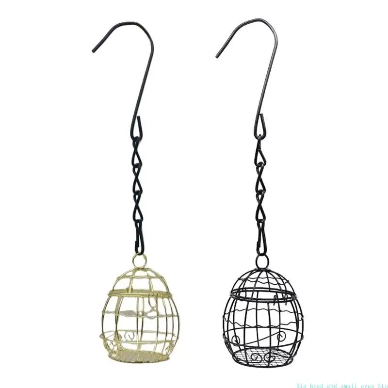 581C Cage Bird Feeder Wrought Bird Feeder Hollowout Outdoor Backyard Hangable Feeder for Wild Bird Feeding Supplies