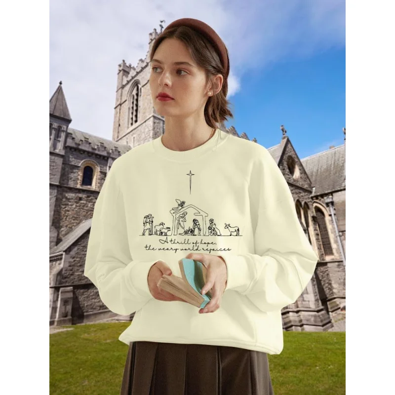 Christmas Christian Religious Sports Casual Shirt Fashion Women's Faith Pattern Holiday Hoodie Long Sleeve