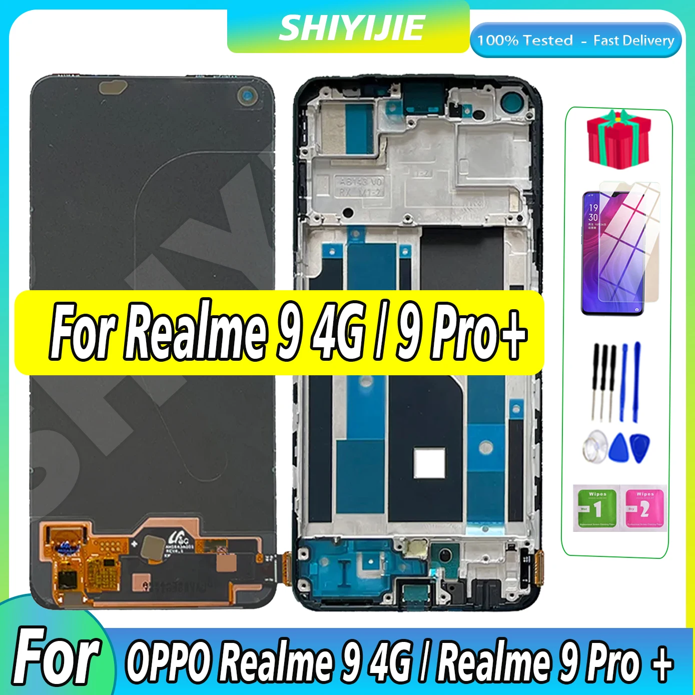 

6.4" Original For Oppo Realme 9 RMX3521 4G LCD Touch Display With fingerprint For Realme 9 Pro+ 9 Pro Plus RRMX3392 Digitizer