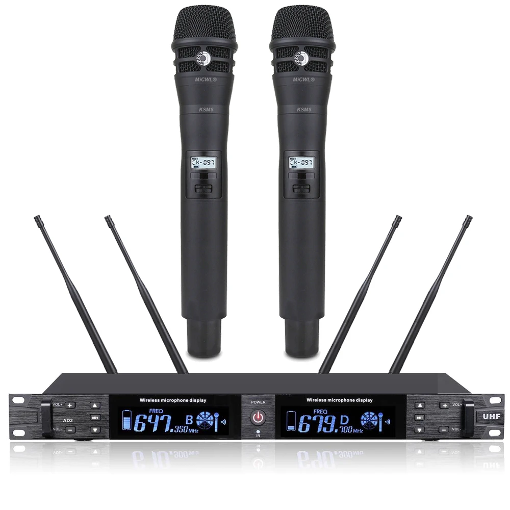 

Professional 2 Channel ULXD with KSM8 Wireless Microphone System LED Large Screen Display Digital Audio Microfones