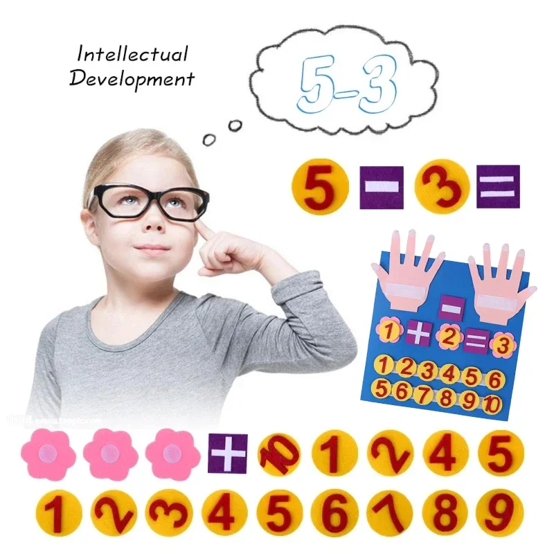 Giocattoli Montessori per bambini Numeri di dita in feltro Giocattolo matematico Bambini Conteggio Giocattoli educativi per l'apprendimento precoce Gioco di intelligenza per bambini