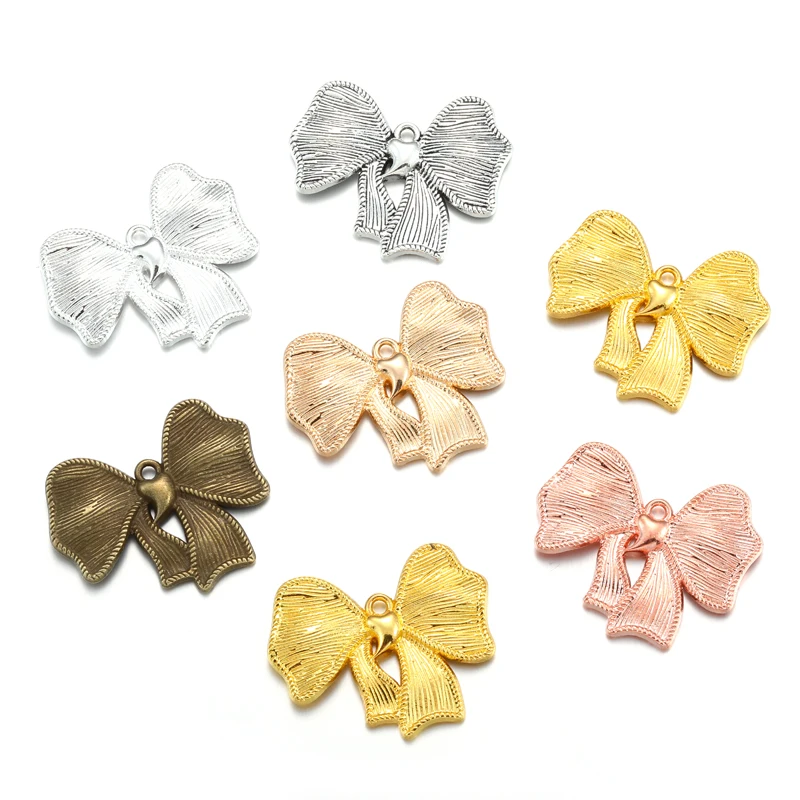 5pcs Bow knot Charms for Bracelet Necklace Pendant Jewelry Making Handmade Crafts diy Supplies 26*23mm N173