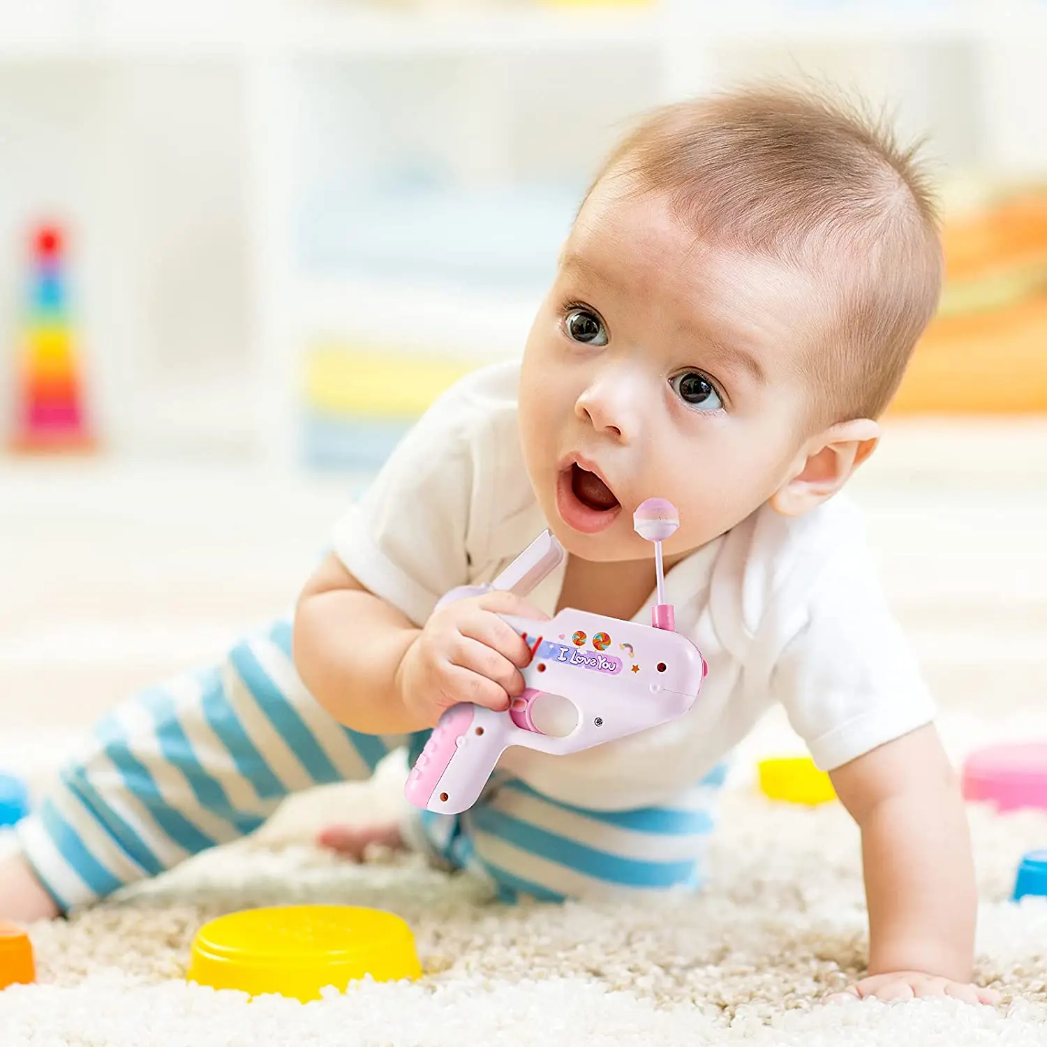 Cukierki Lollipop pistolet słodki cukierek do zabawy pistolet Lollipop zabawny prezent niespodzianka dla dziewczyn dzieci dorosły kocham cię nowe