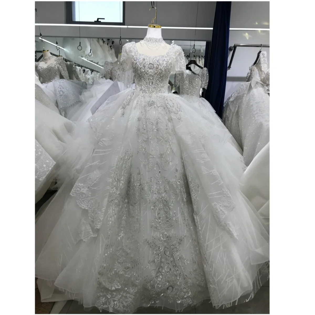 Kisswhite Xlove Collection Customized 15days Ship It Out Luxury Ball Gown Glitters Long Tail Bride Dresses