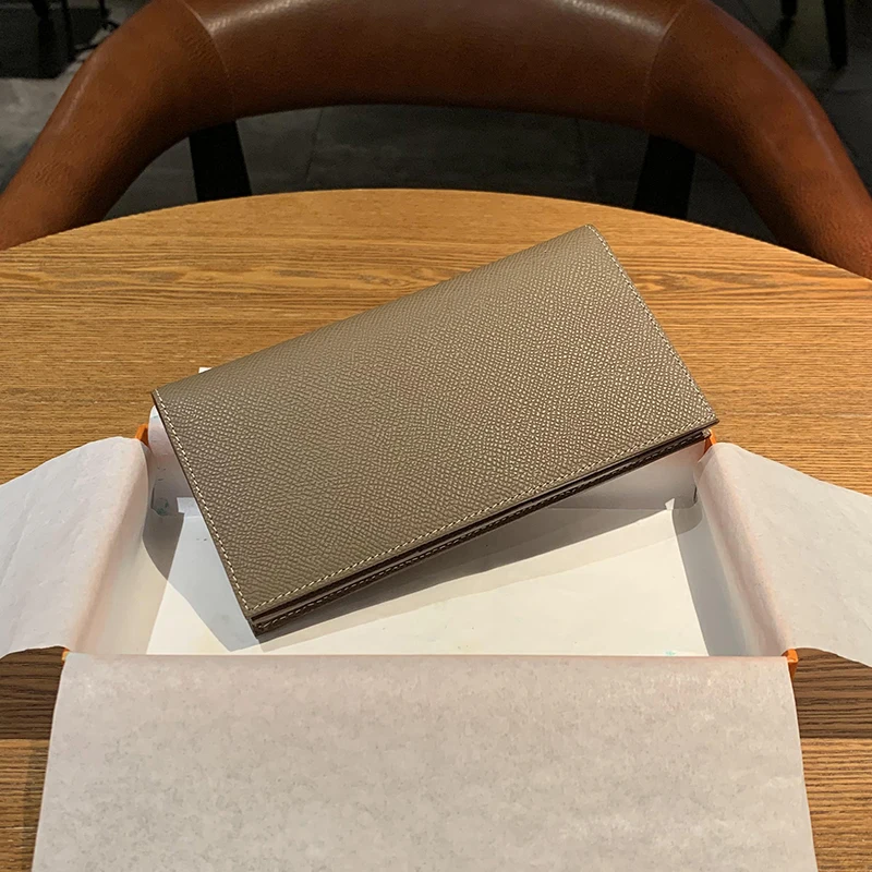 

H-Home Long Wallet Genuine Top Layer Cowhide Leather Men's Suit Wallet Simple EP Leather Money Clip for Men And Women