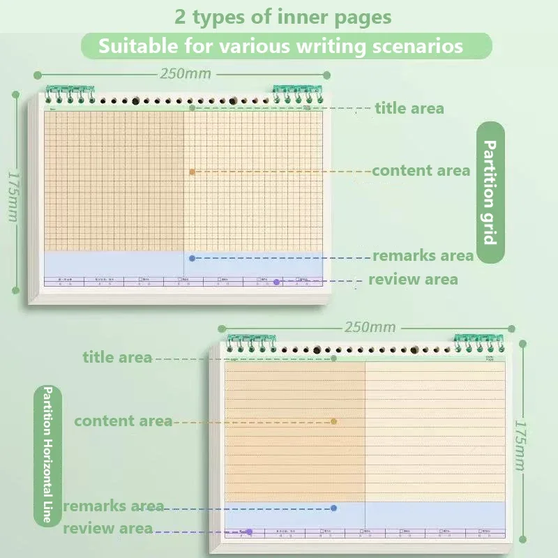 Loseblatt-Tagebuch, B5, Schreibwaren, 60 Blatt/120 Seiten, Tagebuch, Skizzenbuch, Notizblock, Notizbücher, Büro, Schulbedarf – Detail 4