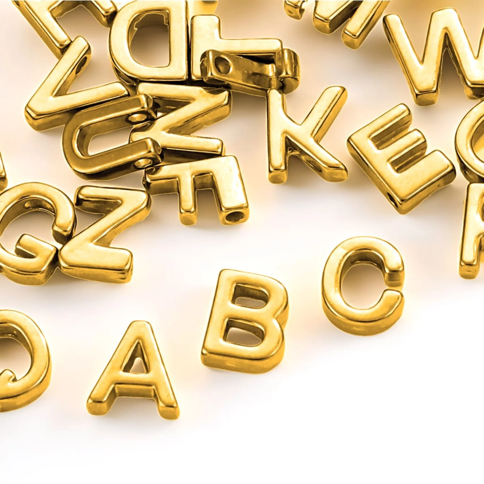 5 PCs 304 Stainless Steel Mini Charms 18K Gold Plated Capital Alphabet Initial Letter Message 