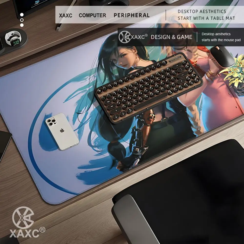Playmat Final Fantasy Aerith Tifa 600 X 350mm Playmat Deskmat Stitched Edges Mousepad Gaming Table Office Accessory Mats XAXC