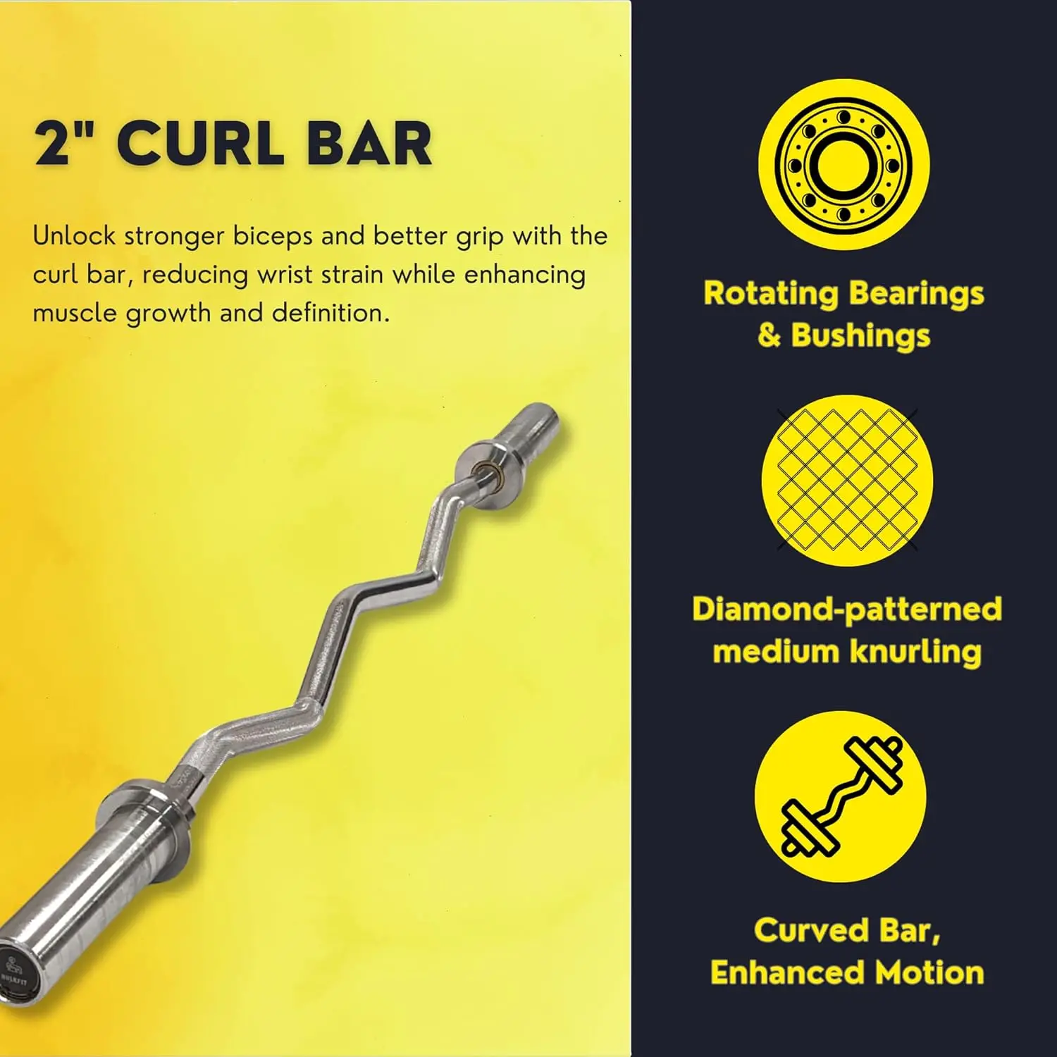 48 Inch EZ Curl Bar Weight Bar for 2 Inch Style Weightlifting, Weight Plates