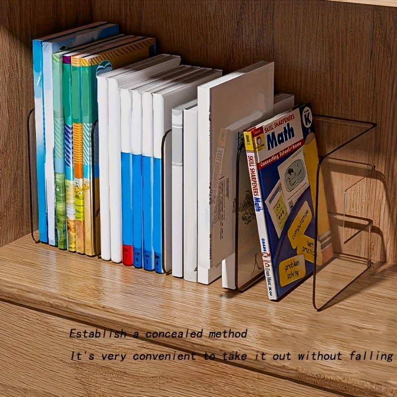 1pc Heavy-Duty Transparent Bookshelf, Desktop File Rack Organizer with Anti-Tip Design, No Assembly for Home Office & College