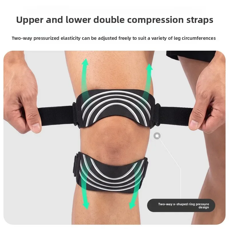 Adjustable Two Way Pressurized Patella Knee Belt Unisex Compression Knee Pad for Running Cycling Meniscus Support