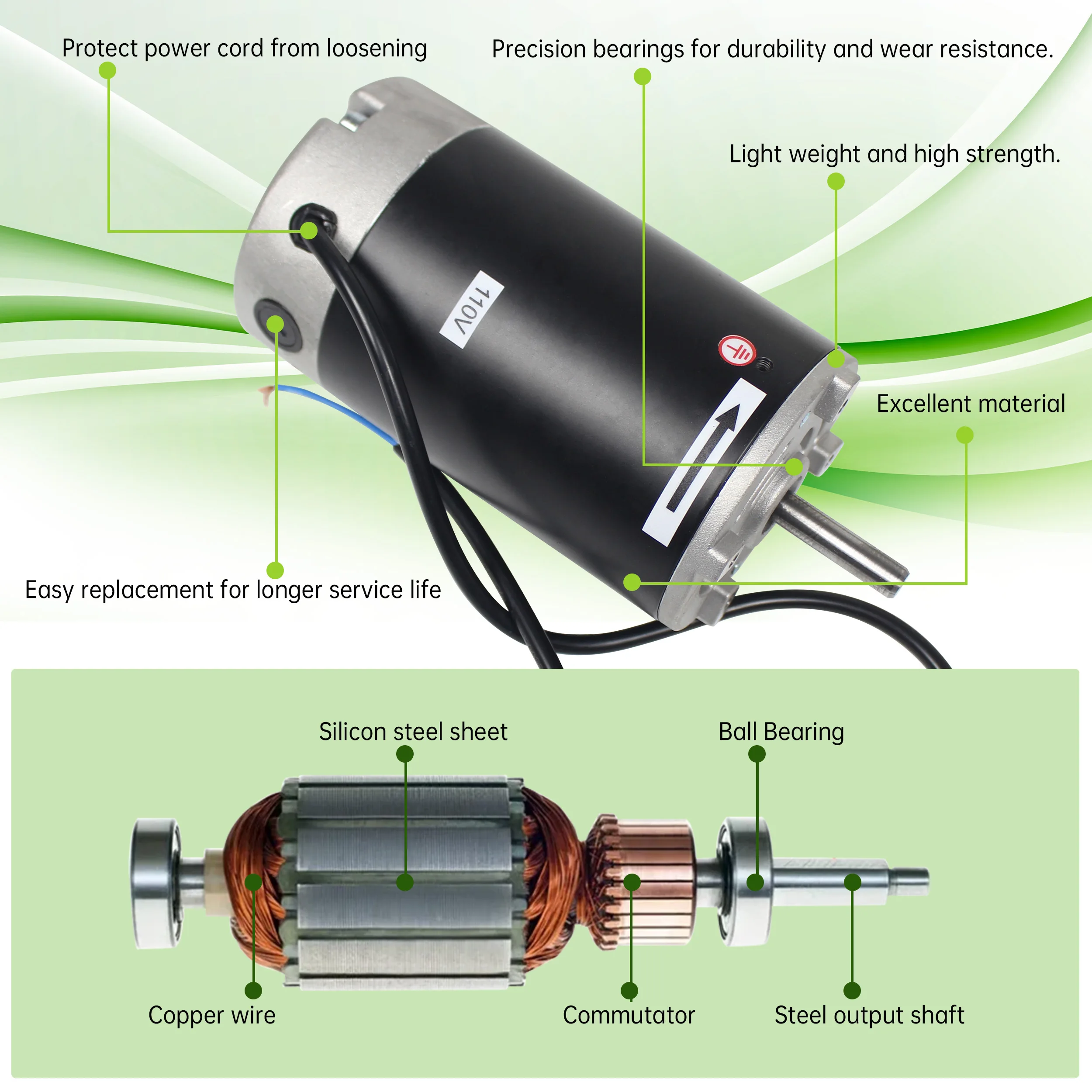 RATTM Mini Lathe Motor 750W DC Brush Motor 110V 220V for CD210V/WM210V Wood Milling Lathe Machine Accessories Parts