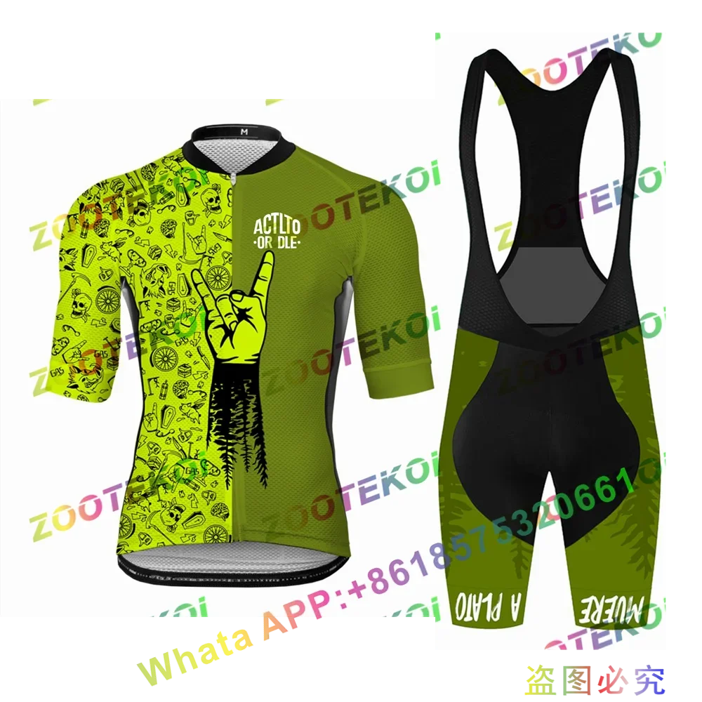 

ACTLTO OR DLE 2022 Short Sleeve Cycling Jersey Set Bib Shorts Ropa Ciclismo Bicycle Clothing MTB Bike Jersey Uniform Men Clothes