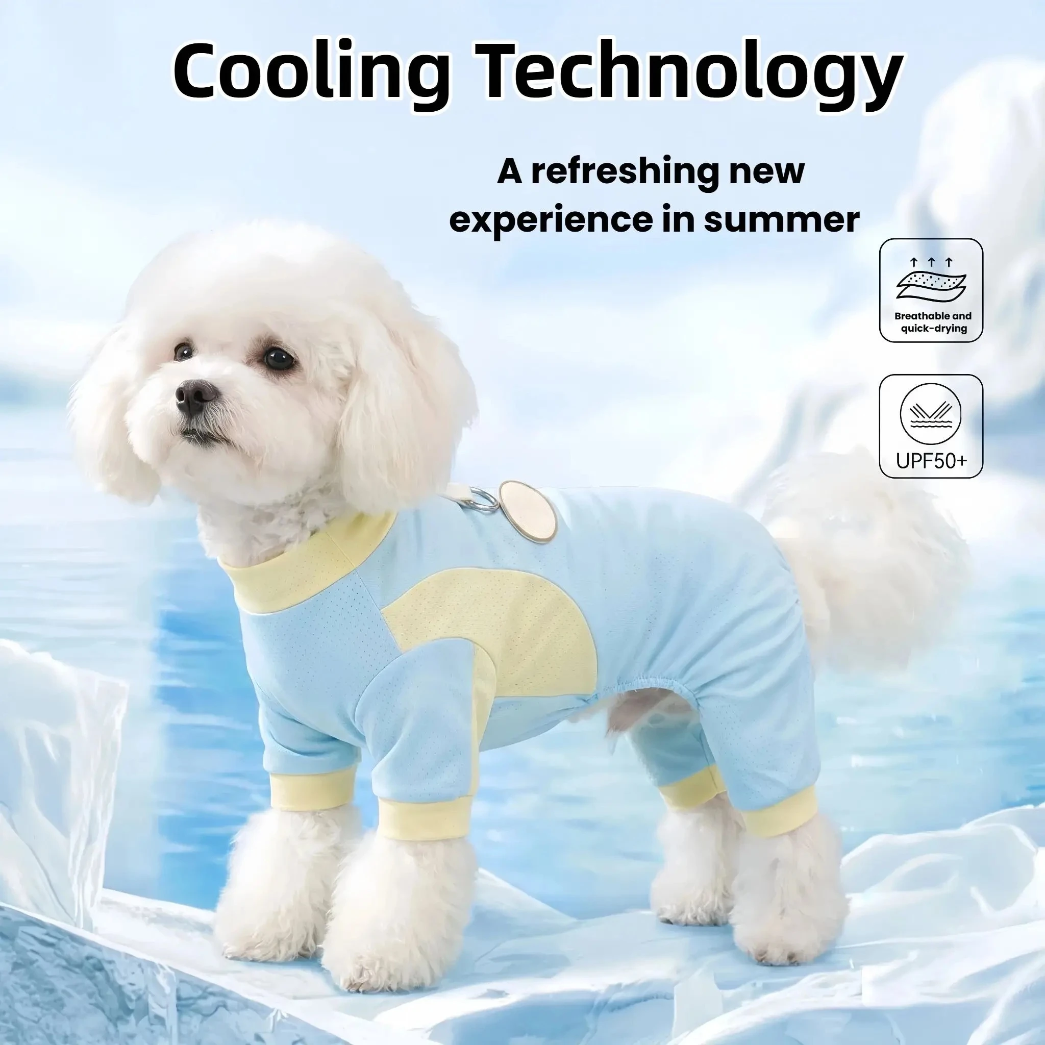 Sommer-Hunde-Kühloverall aus Eisseide, atmungsaktiv, schnelltrocknend, Kleidung für kleine Hunde, Sommer-Mesh-Weste, Welpen-Chihuahua-Haustierkleidung