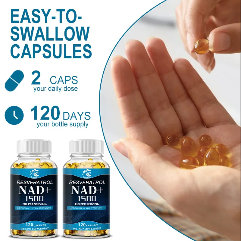 

NAD+ Supplement - 1500 mg - Liposomal NAD+ Supplement with Resveratrol - Cellular Health, Endurance - Healthy Aging