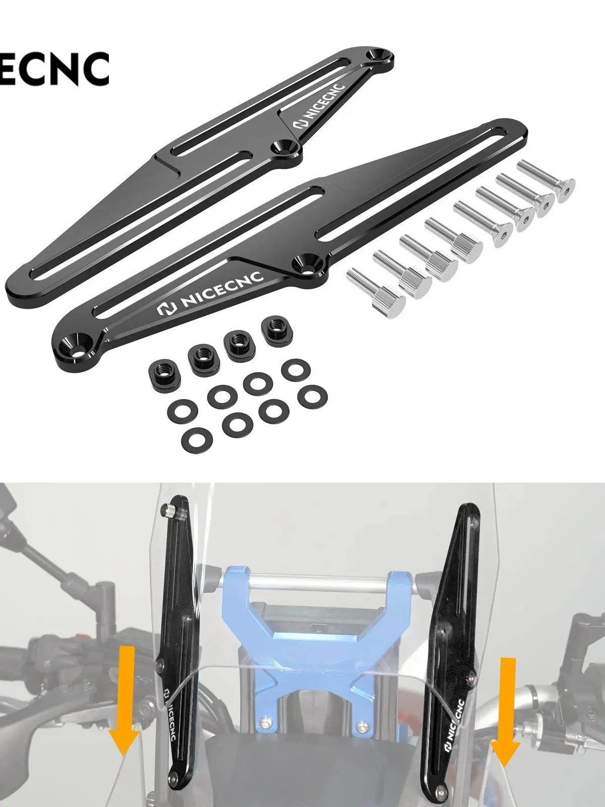 Pour Yamaha Tenere 700 T700 XTZ 700 Tenere700 2019-2023 NICECNC ajusteurs de pare-brise support de pare-brise stabilisateur de tableau de bord