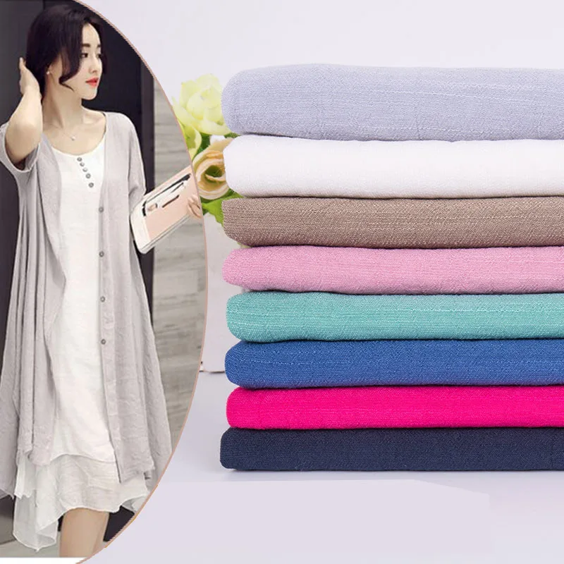 150cm x50cm thin solid color Sand washing treatment cotton linen cloth slub soft fabric diy dress robes clothing handmade 100g/m