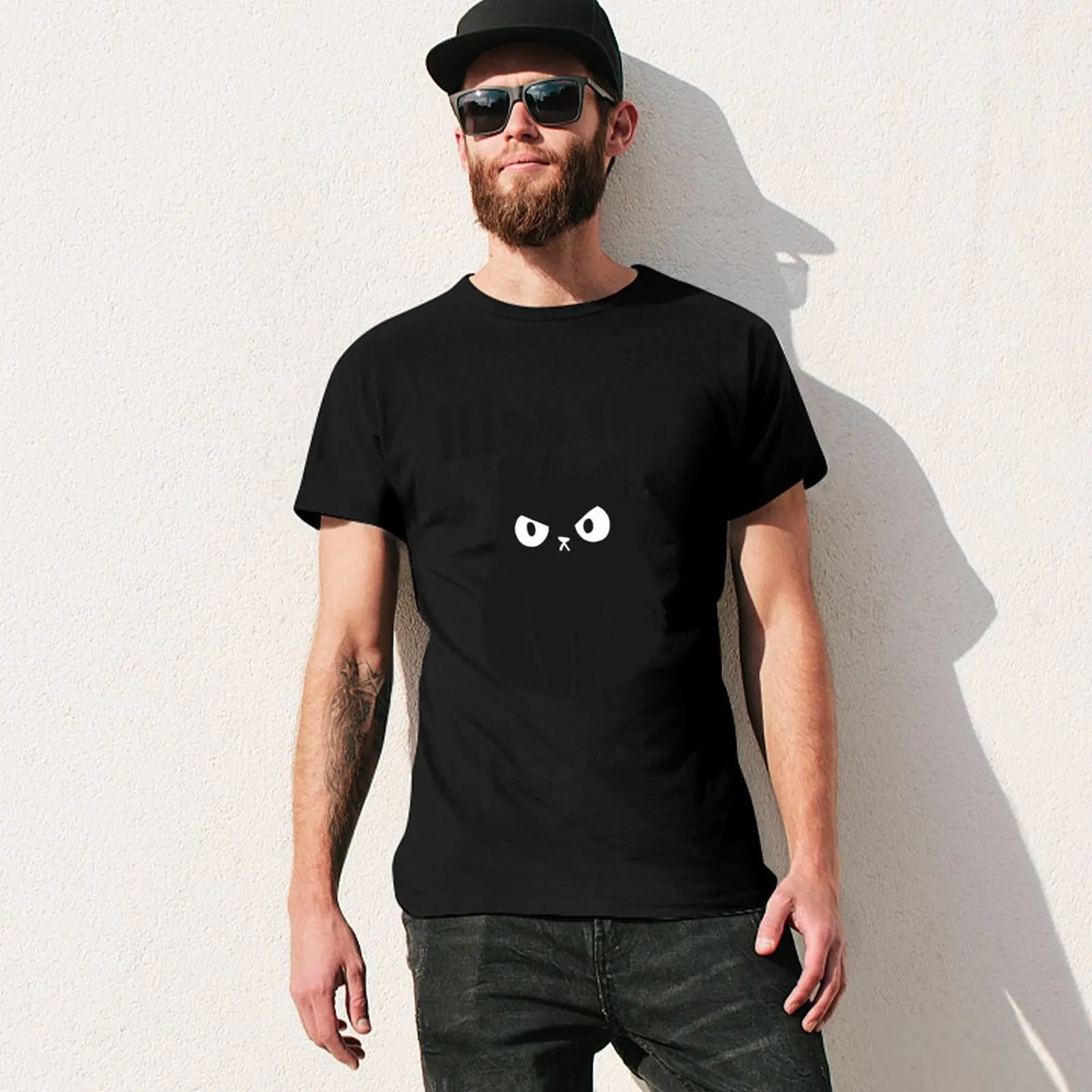 Hiss off, Angry black cat T-Shirt baggy shirts hippie clothes Clothing plain white t shirts men