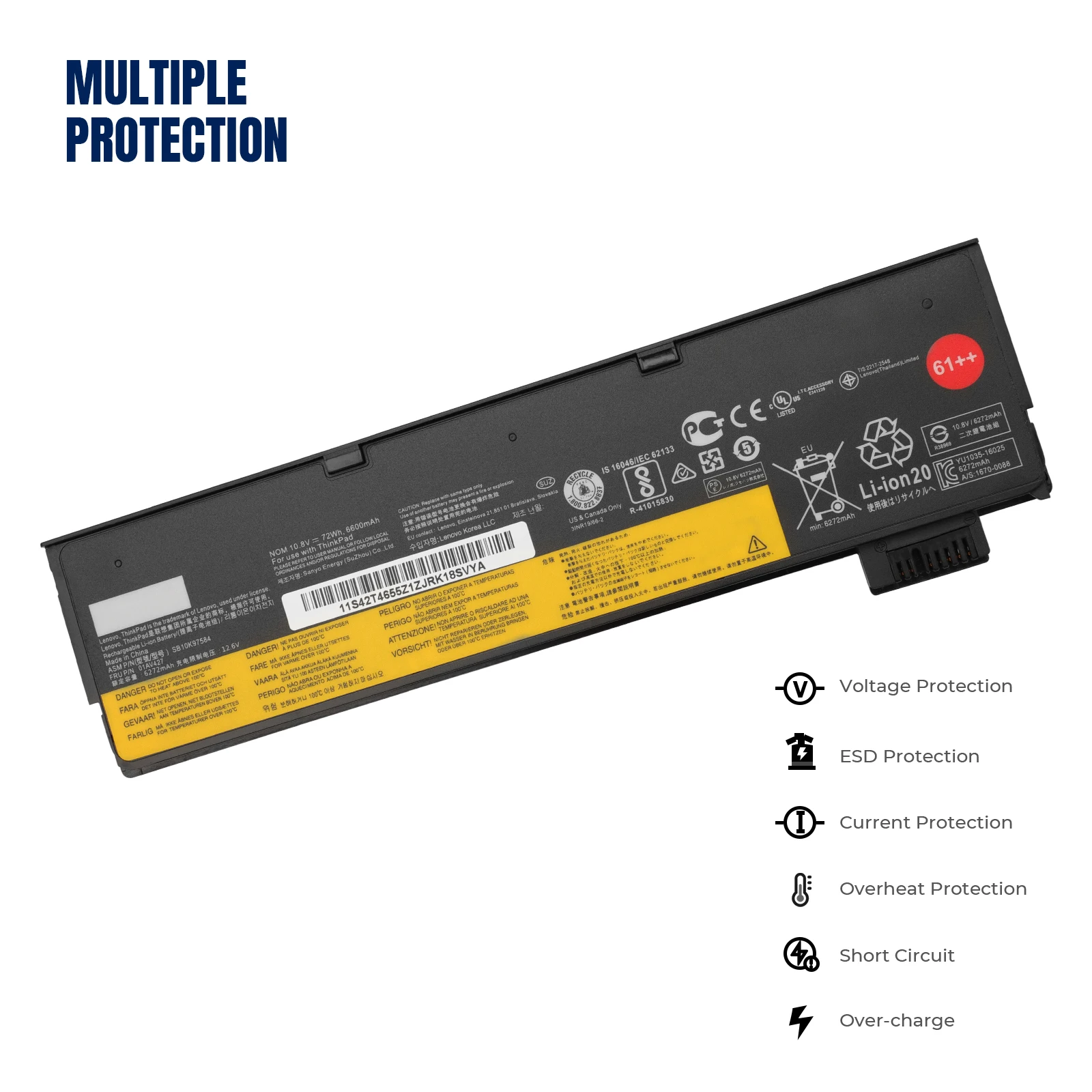 YOOFAN Hot Sale Laptop Battery Lithium-ion Batteries SB10K97584 Battery For Lenovo T470 T480 T570 T580 Laptop