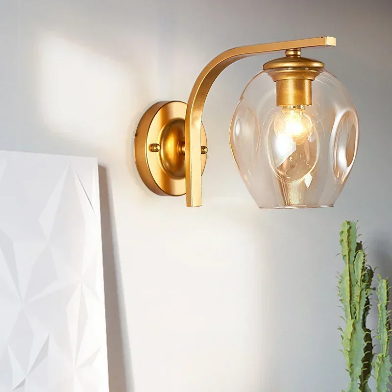 Modern Gradient Glass Wall Lamp, Bedroom Bedside Lamps, LED Restaurant Decoration, Home Decor, Mirror Chabdelier, E27