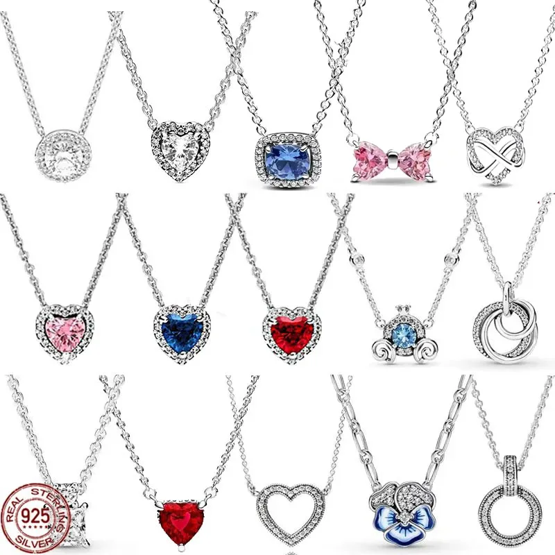 

New 925 sterling silver rainbow pendant necklace shines with luxury bow square women's earth necklace exquisite holiday gift