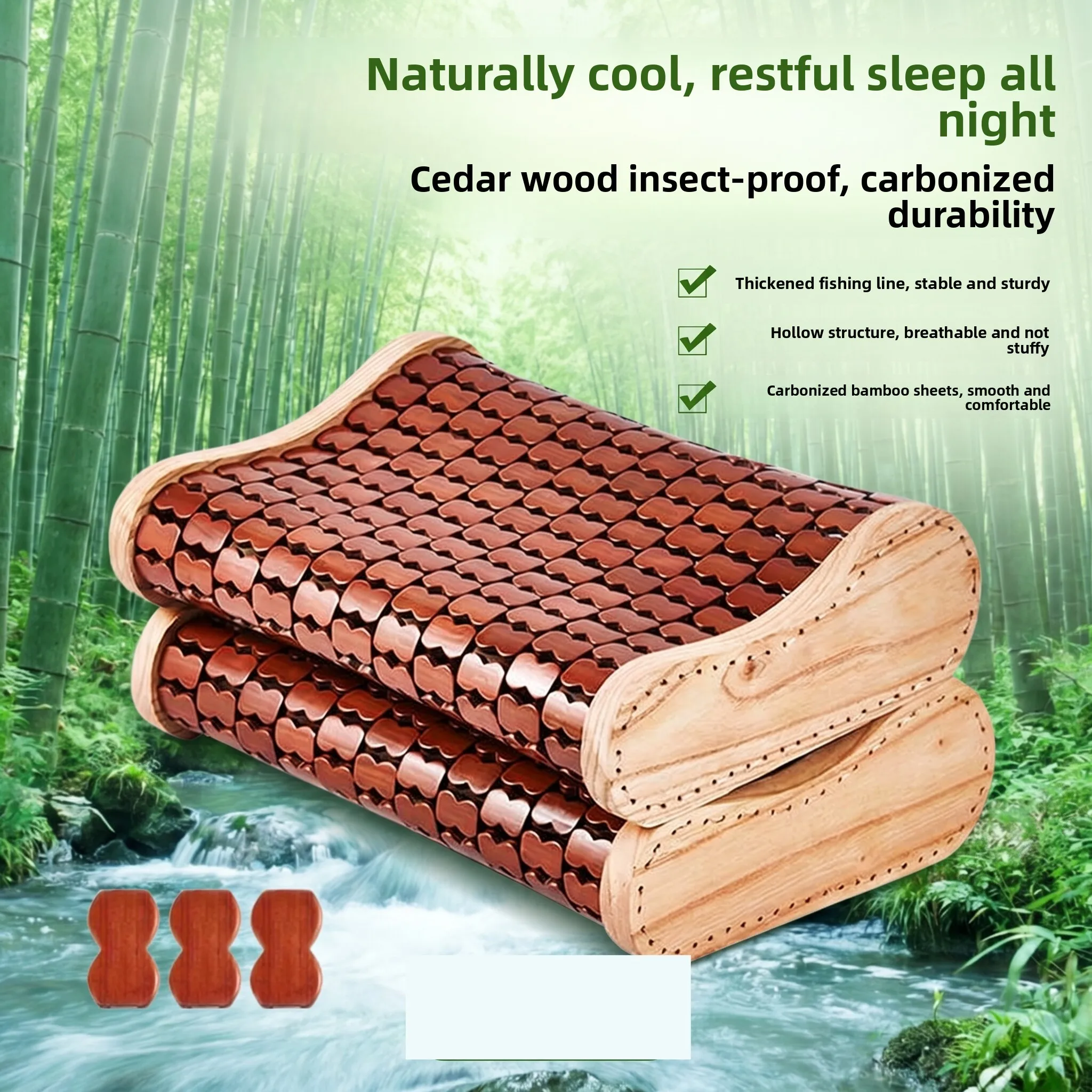 

Neck Support Pillow Hard Non-Sagging Wave Shape Bamboo Fiber Single Person Adult Use Sleeping Pillow Summer Cool Pillow