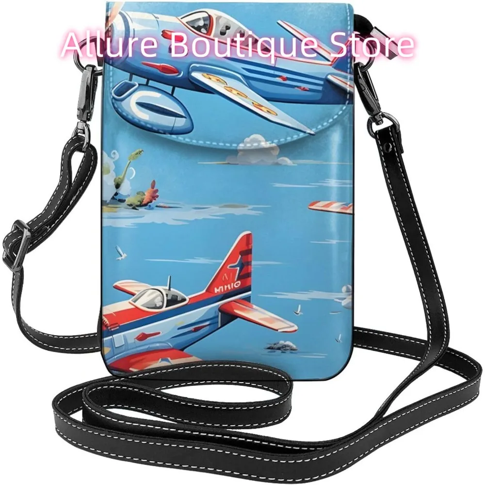 

Милая сумка через плечо с рисунком самолета для женщин, маленькая дорожная сумка из искусственной кожи для мобильного телефона, легкий мини-кошелек для телефона, кошелек с крестом