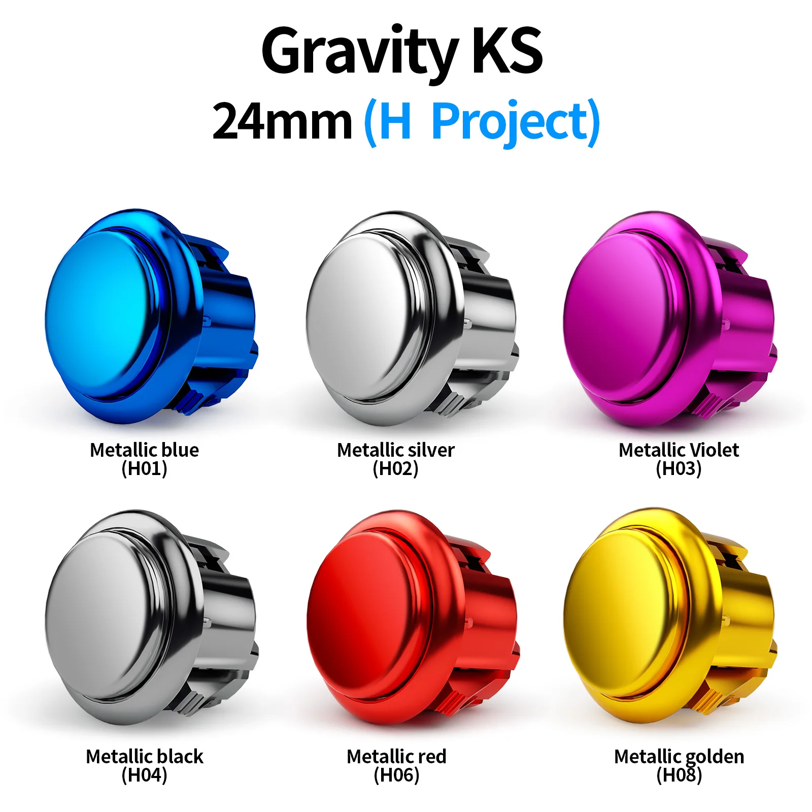 

QANBA Gravity KS Arcade buttons metallic color 24mm Mechanical Pushbutton switch Plated buttons DIY Parts (12 Pcs）