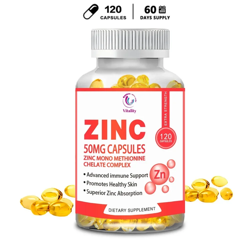 Vitality Zinc Capsules Support The Body's Immune Defense, Ultra Absorbable, Non-GMO, Gluten-Free, 30/60/120 Vegetarian Capsules