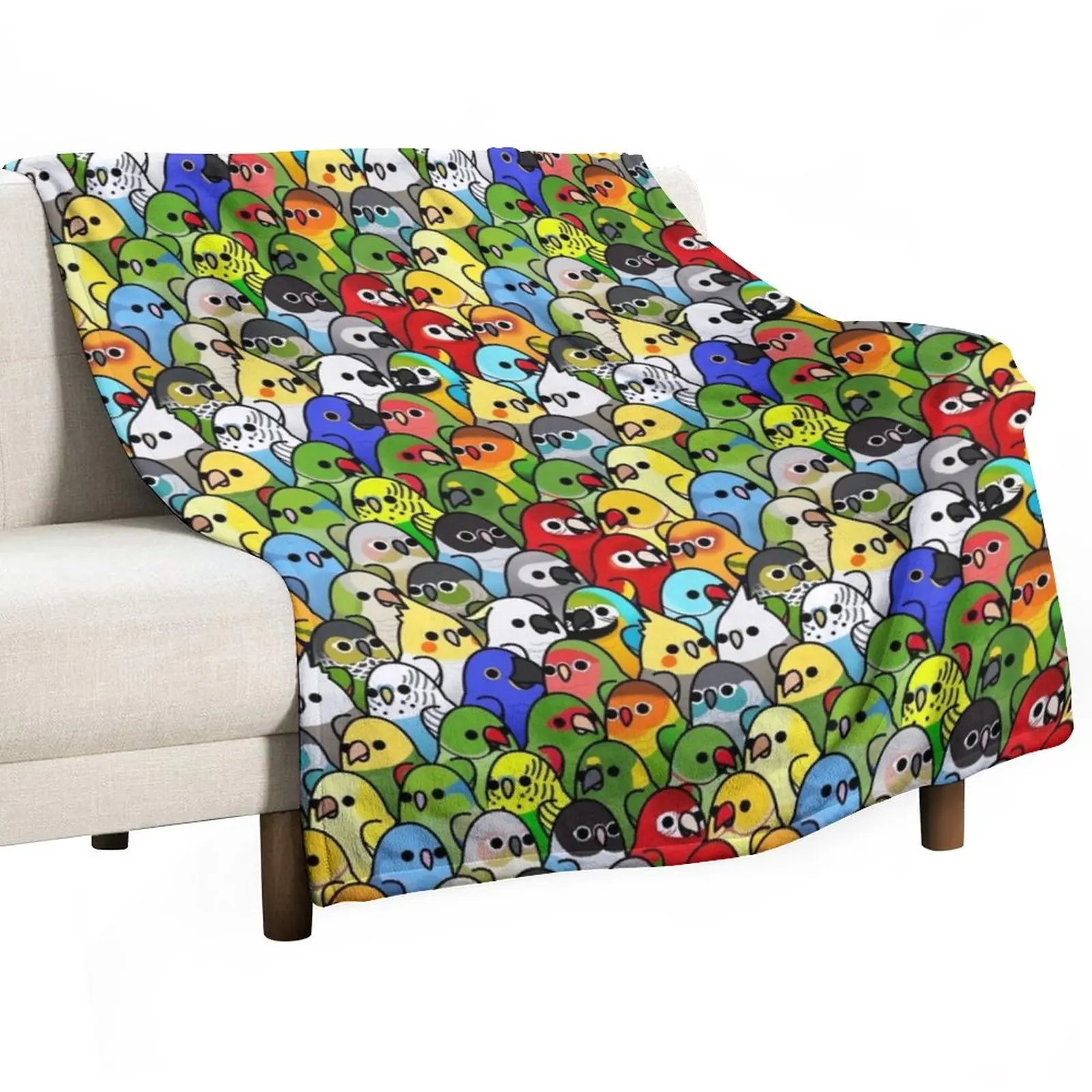 

Too Many Birds! Bird Squad Classic Throw Blanket Beach Blanket blankets and blankets Plaid Picnic Blanket