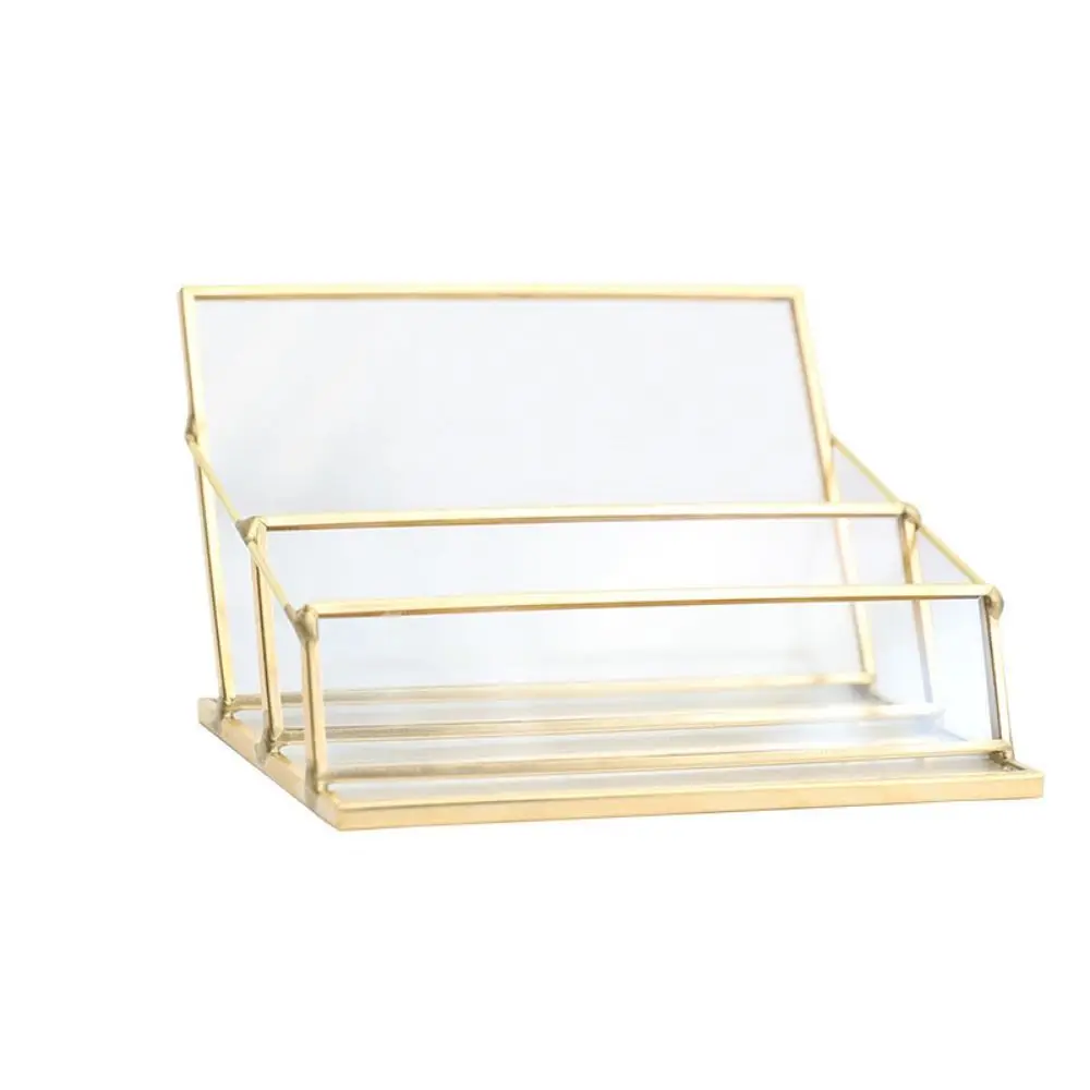 

Metal Glass Business Card Holder Stand Professional Durable Office Name Card Display Stand Elegant Business Card Organizer