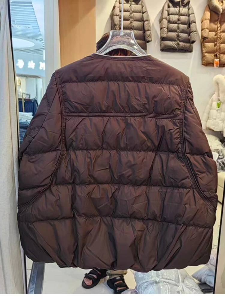 Doudoune légère en duvet de canard blanc simple pour femme, version coréenne, col rond, nouvelle collection automne et hiver 2025