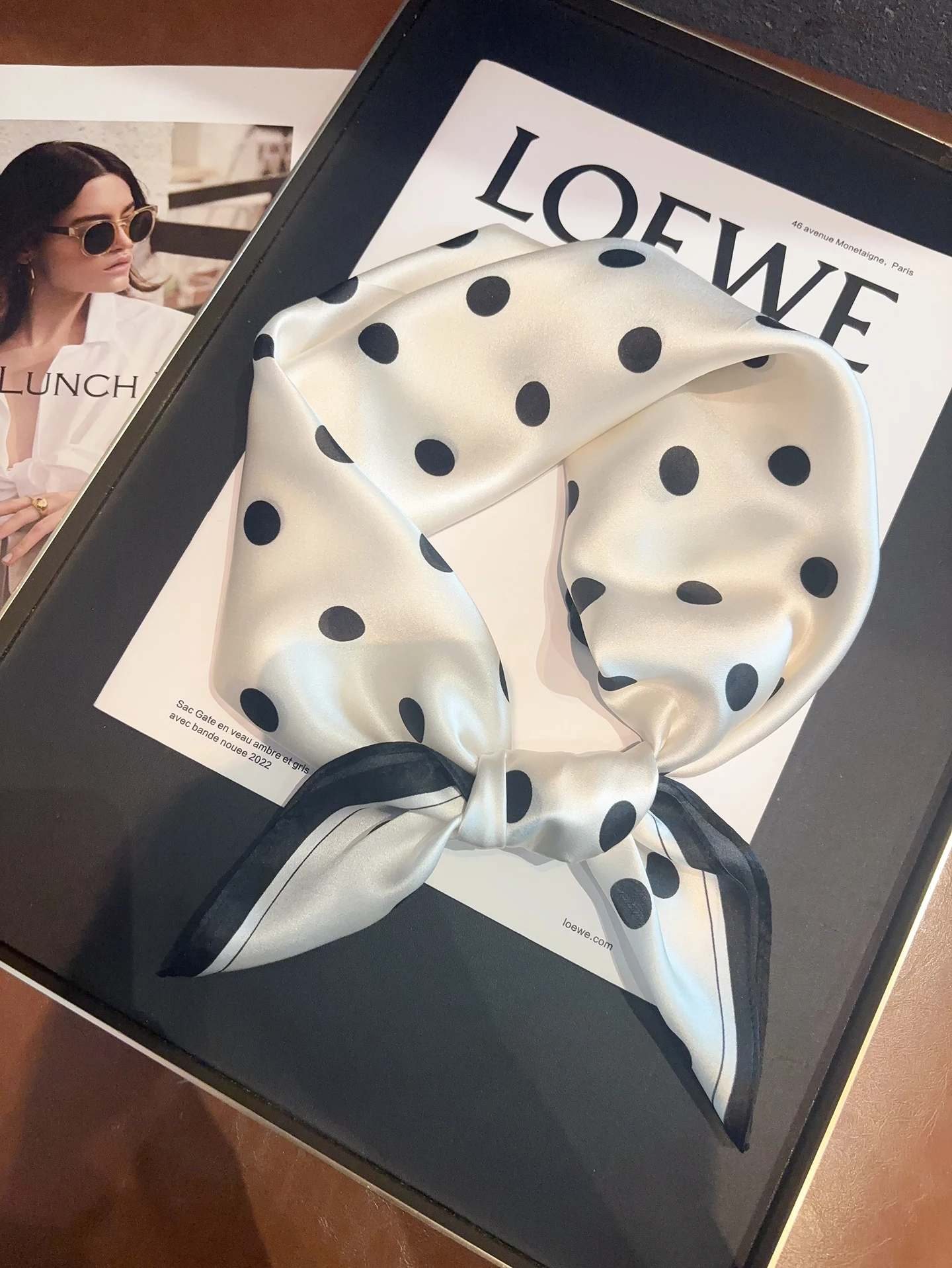 おしゃれな水玉模様のシルクスカーフ-00-マルベリーシルク-スクエア型-小さめ-多用途-シャツ用ネクタイ-春秋の季節アクセサリー