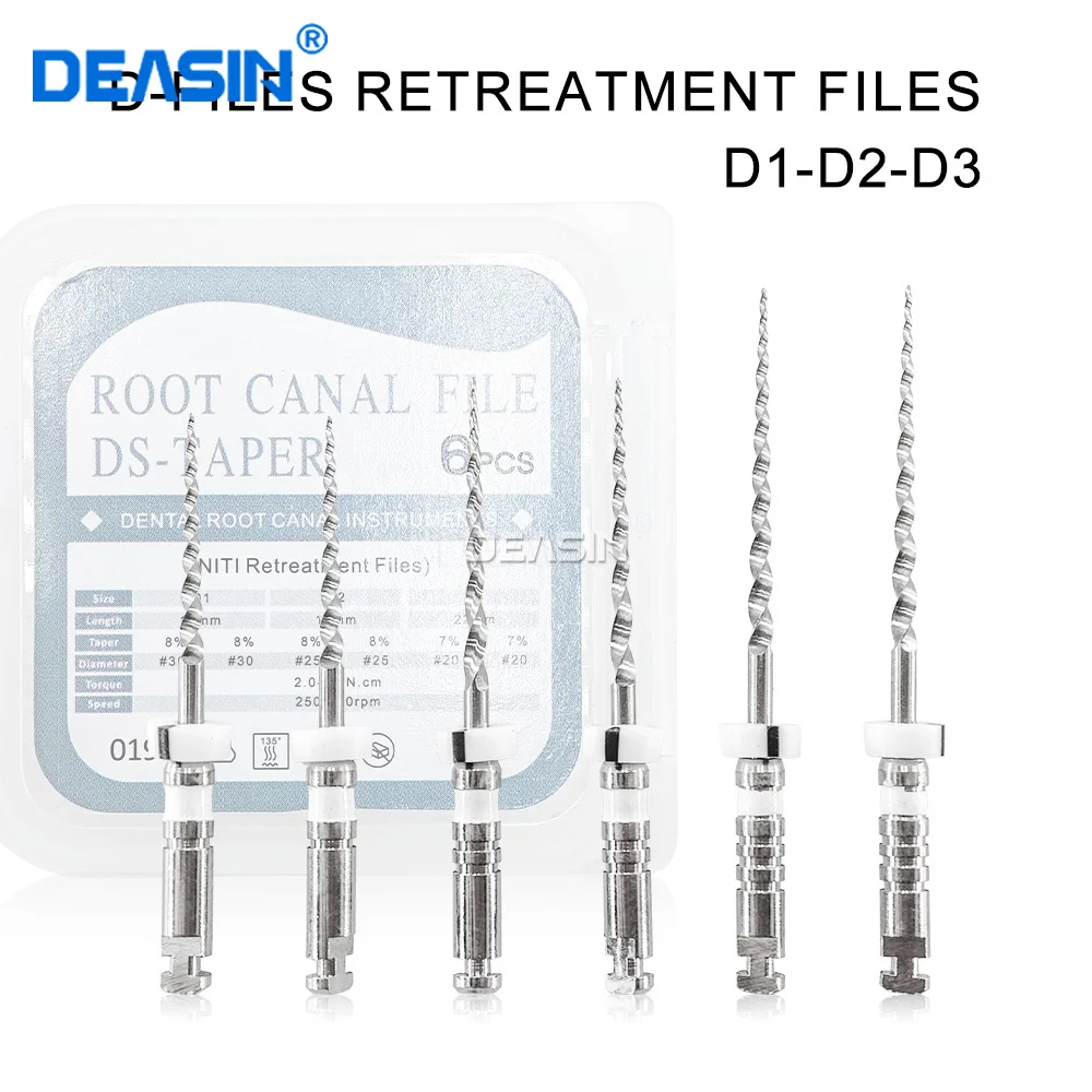

6Pcs/Box Dental Retreatment Engine Root Canal NiTi File D1-D3 NiTi Super D Rotary Files For Root Canal Cleaning Tools