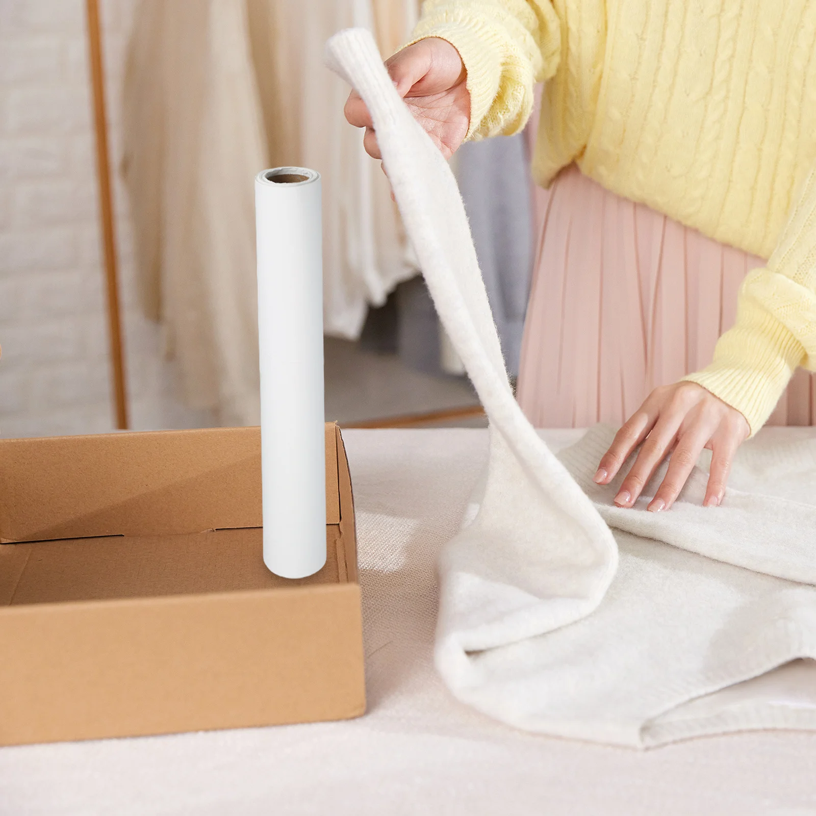 Rolo de papel branco para embrulho, papel de embrulho liso para artesanato diy, embalagem de envio, arranjo de flores, envoltório de tecido