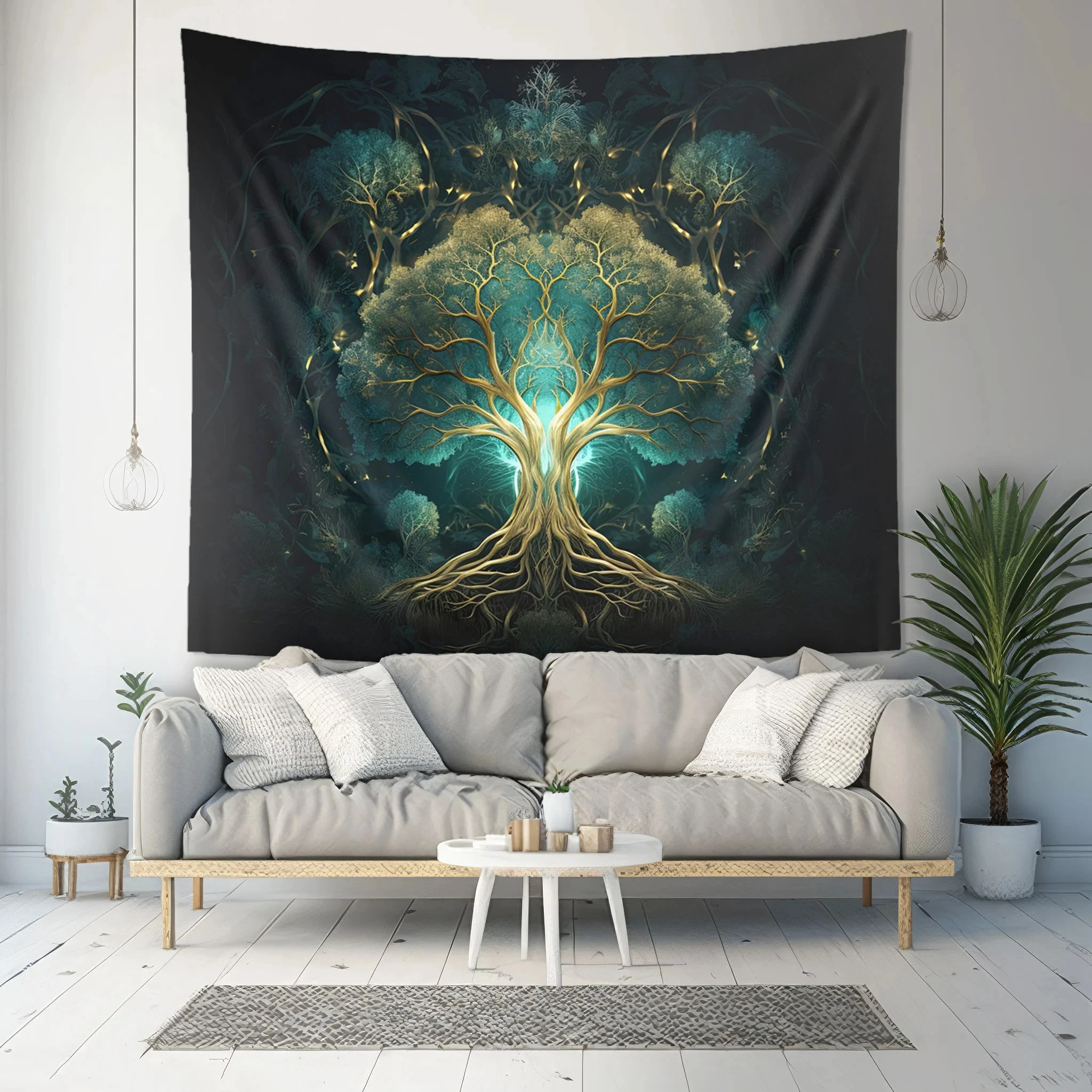 VIKAMA Tree of Life Energy Tapestry Dark Forest Background Cloth Nordic Mystery Living Room Decoration Room Decoration