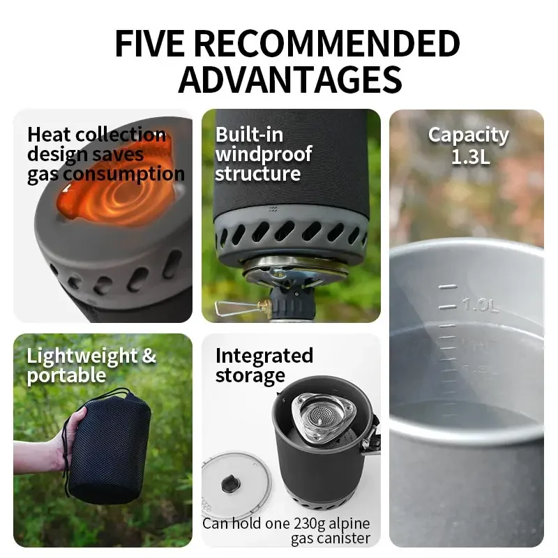 1500W BRS-T62 Outdoor Integrated Heat Collecting Pot Burner