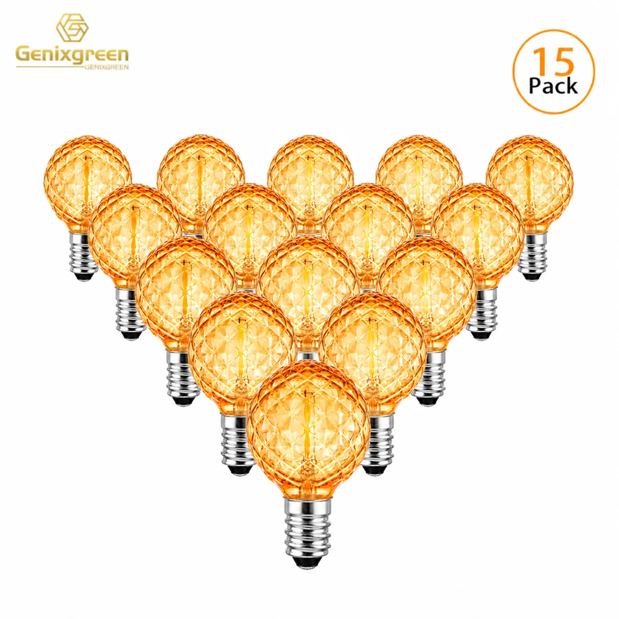 Globe Diamond Shaped Plastic Amber Light Bulb 1W 2700K DC24V Waterproof E12 Dimmable Replace Bulbs for Solar Light String