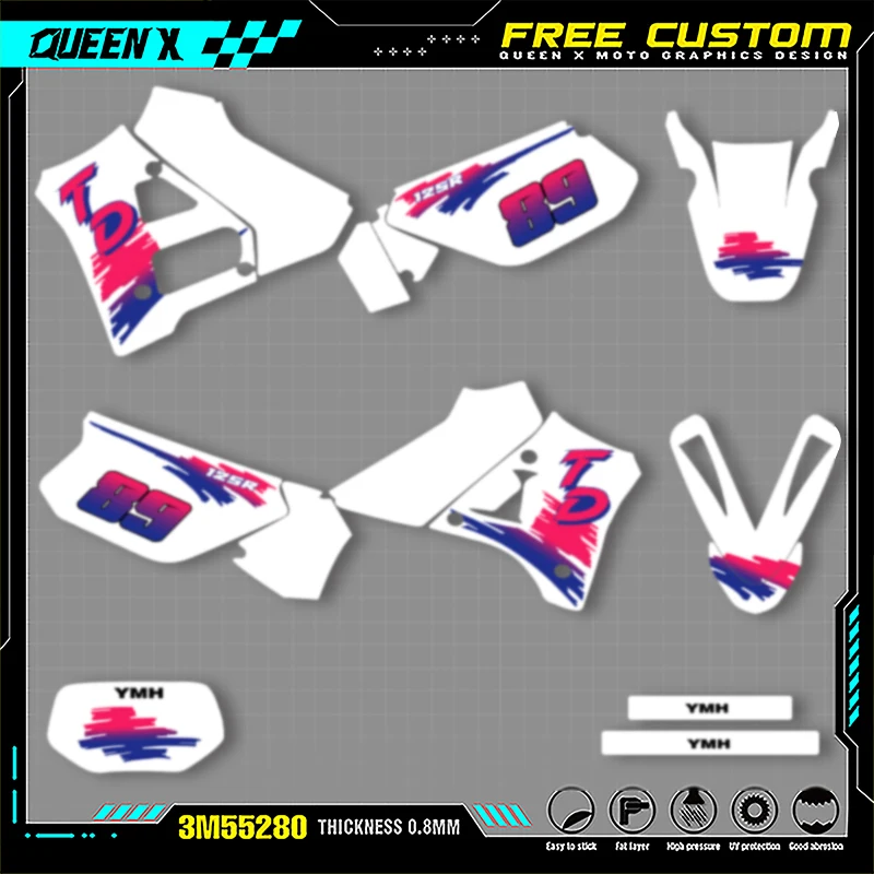 

Queen X MOTOR For YAMAHA DT125R 150R 200R Full Fairing Motorcycle Graphics Decals Stickers Kits 001