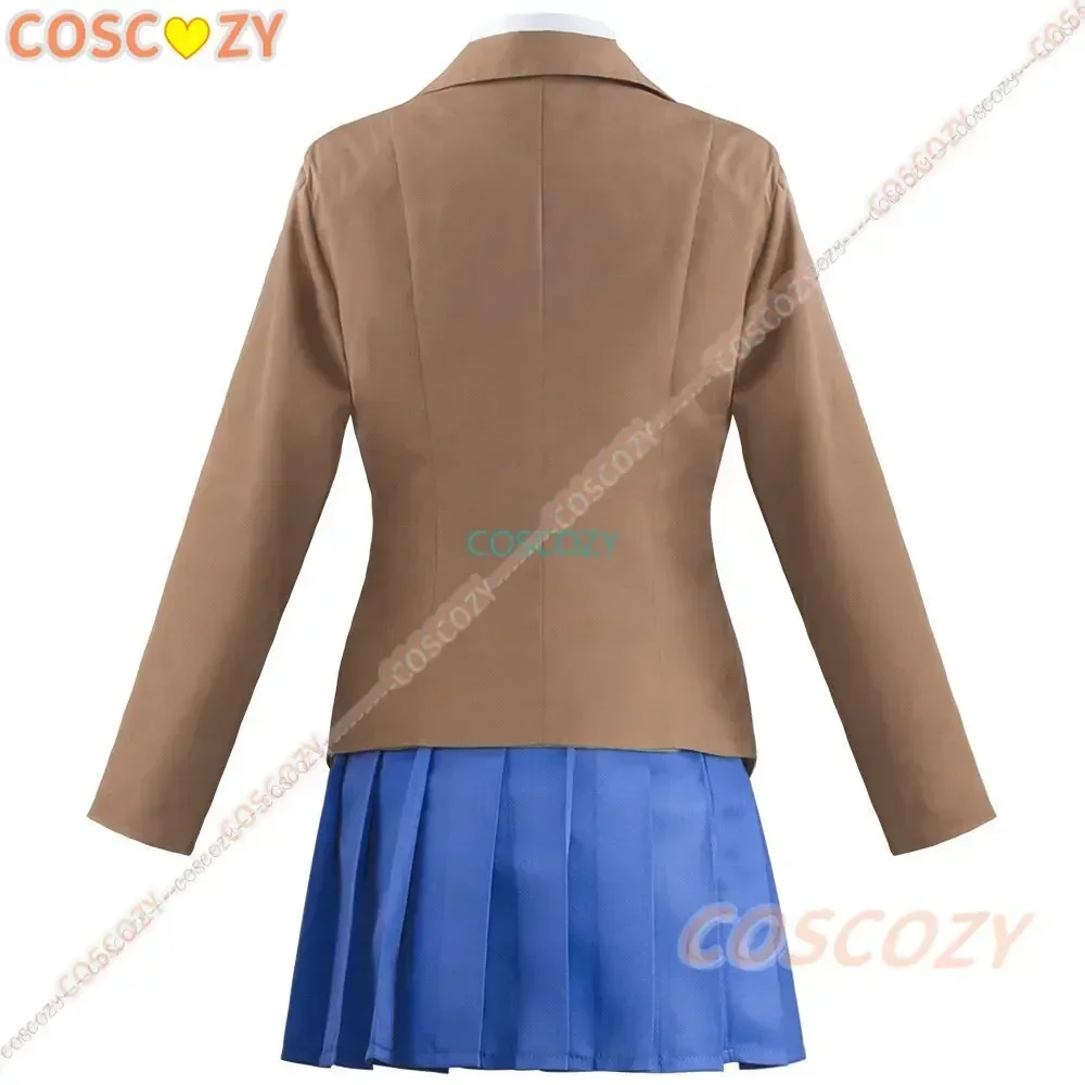 Personalizado anime doki doki literatura clube monika cosplay sayori yuri natsuki cosplay traje escola feminino uniforme marrom saia peruca