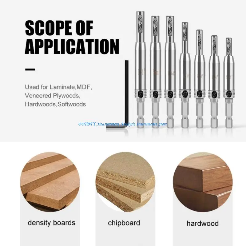 

367D 7Pcs Professional Woodworking Centering Hinge Drill Bit Set Change