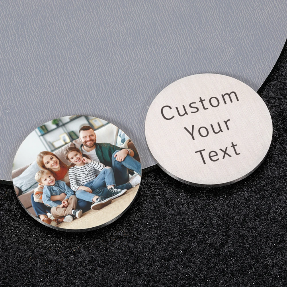 Customized Photo Coin with Your Text Personalised Double Sided Pocket Token Memorial Gift for Family Friend Lover Creative Coins