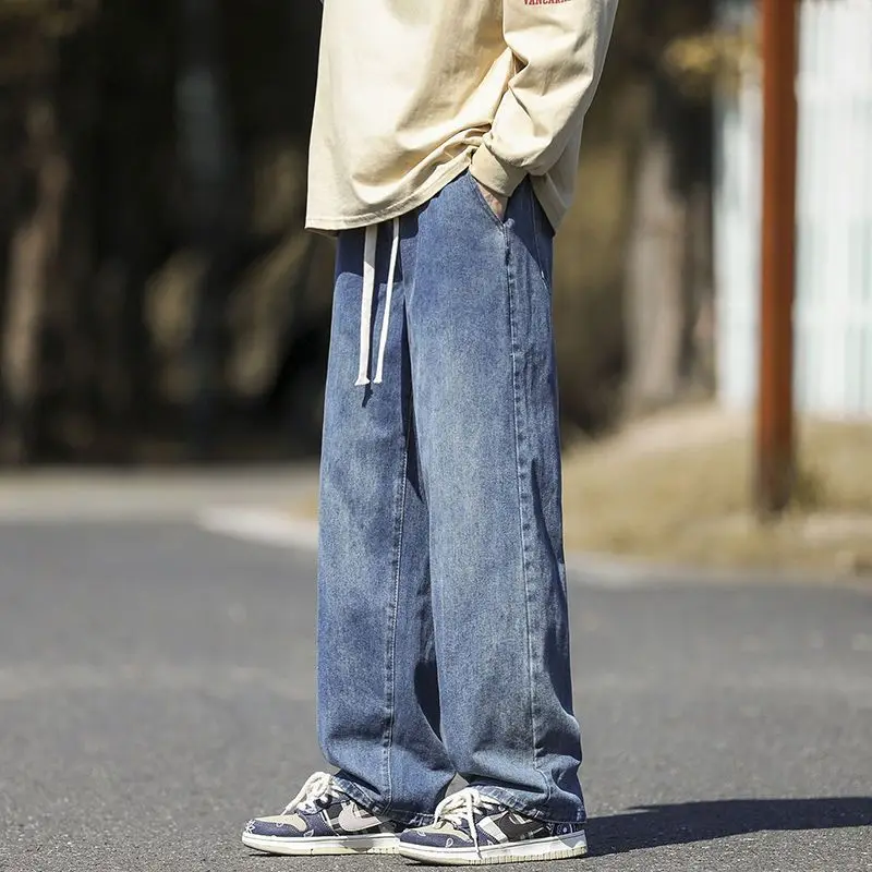 

2023 Men Spring Autumn Fashion Baggy Jeans Trousers Men's Casual Straight Jeans Men Streetwear Hip Hop Loose Denim Pants F257